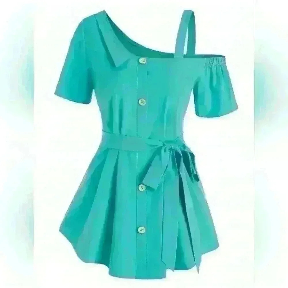 Off  the shoulder mock button tye blouse size med